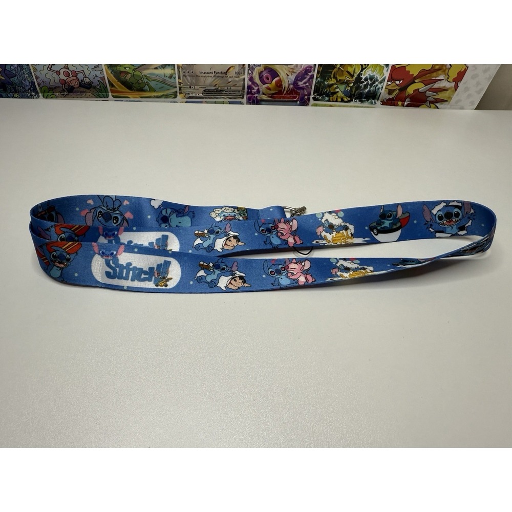 Disney Lilo & Stitch Character Lanyard Blue Neck Strap Keychain 17" - Picture 2 of 2
